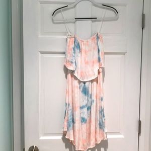 Audrey 3+1 strapless white pink blue dress XS/S